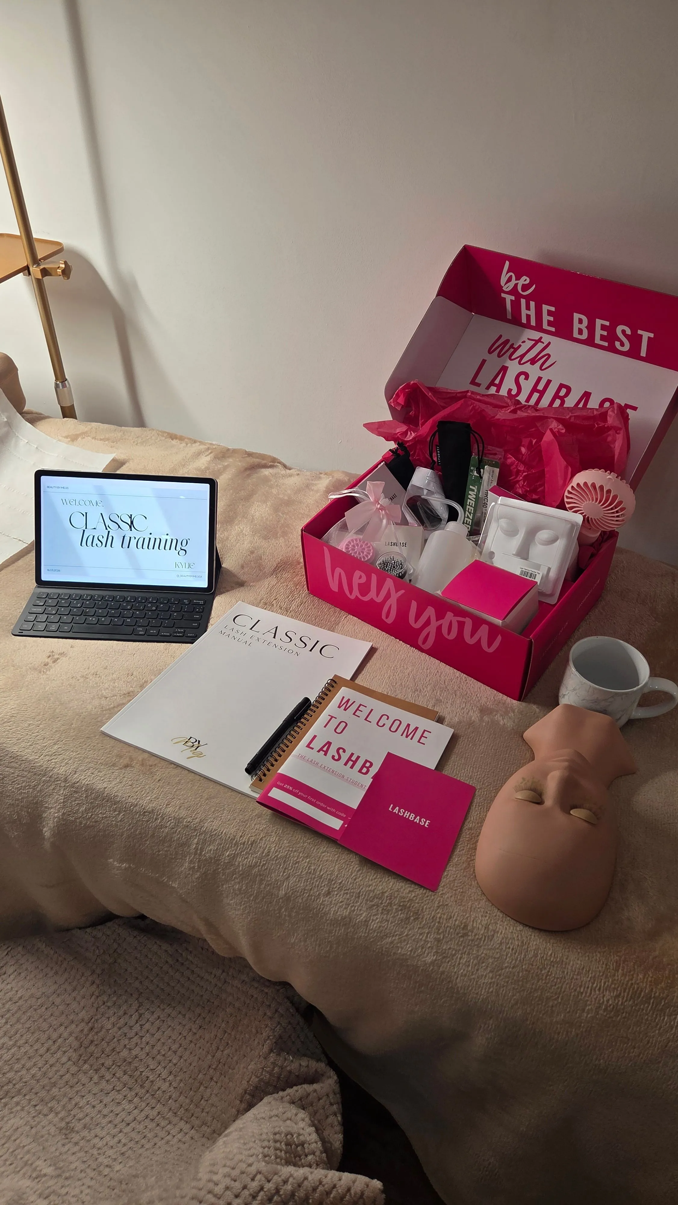 The Beauty By Megs training kit: LashBase box, 70-page classic manual and practice head