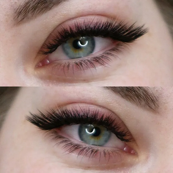 Wispy angel lash set on a blue eye